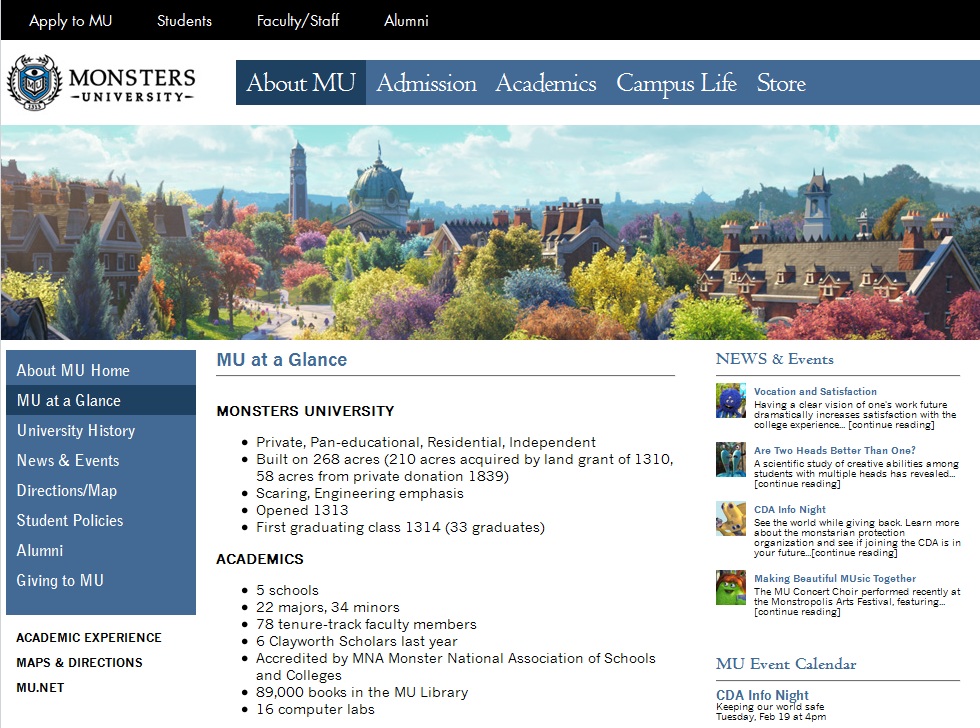 Web MONSTRUOS UNIVERSITY Web MONSTRUOS UNIVERSITY